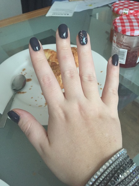 Blue nail polish. It's a bit mum boot, isn't it?