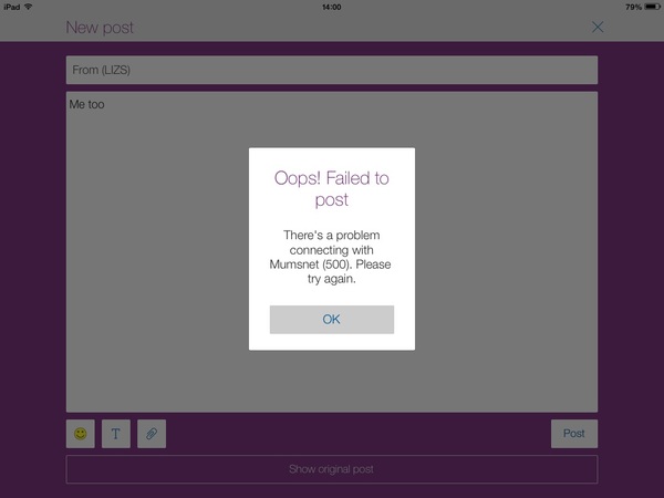 A new app error message