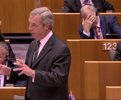 Is anyone watching farage in Brussels right now?