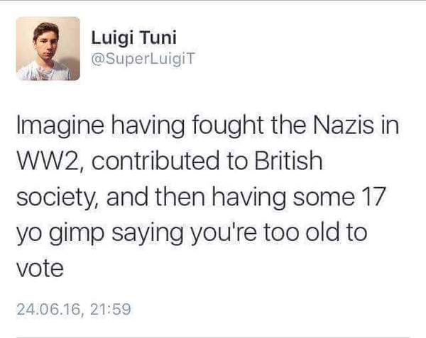 to think the ageism because the old voted for Brexit is disgusting.