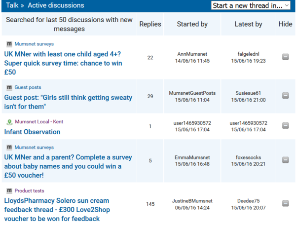 Mumsnet local posts in Active