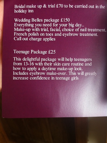 to be a little bit sad at this beauty salon leaflet