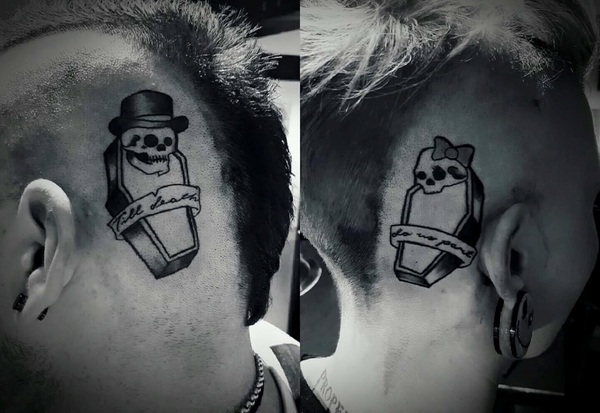 to have gotten matching head tattoos with DH?