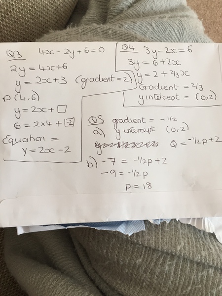 Maths Homework - straight line equations