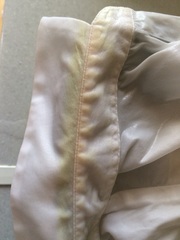 Bleach turned white shirt's collar BRIGHT pink!!!