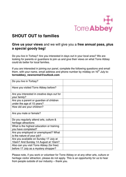 *Shout out to families - free annual pass and goody bag for your views*