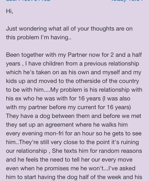Partner and his ex! *screenshots of issue included as clicked back instead of create!"