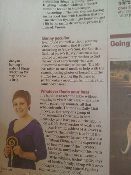 Found a toy bunny outside the House of Commons