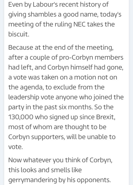 Well done Labour NEC - Corbyn can stand