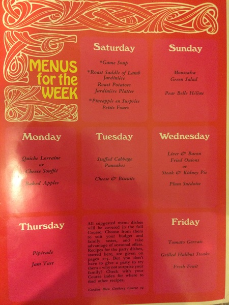 With a full set of Cordon Bleu cookery magazines from 1970?