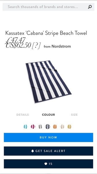 Help! A classic navy blue striped beach towel. With fringing. Does it still exist?