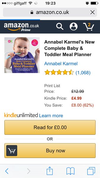 Annabel Karmel new weaning book free on Amazon Prime