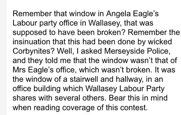 Angela Eagle's broken "office window" is actually on the communal hallway...