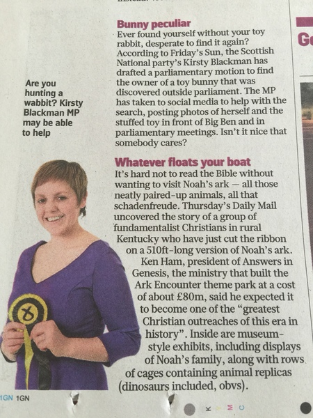 Found a toy bunny outside the House of Commons