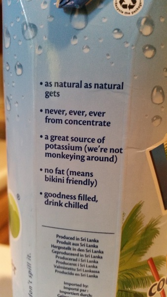 To be annoyed about coconut water description?