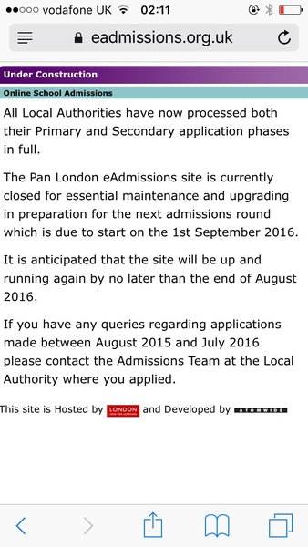 Croydon in year admission