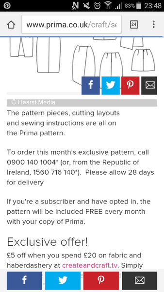 Prima August issue (I think!) dress pattern - phone number needed