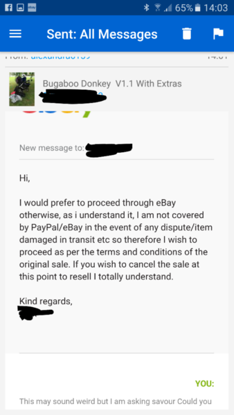 To be suspicious of this eBay seller's request...