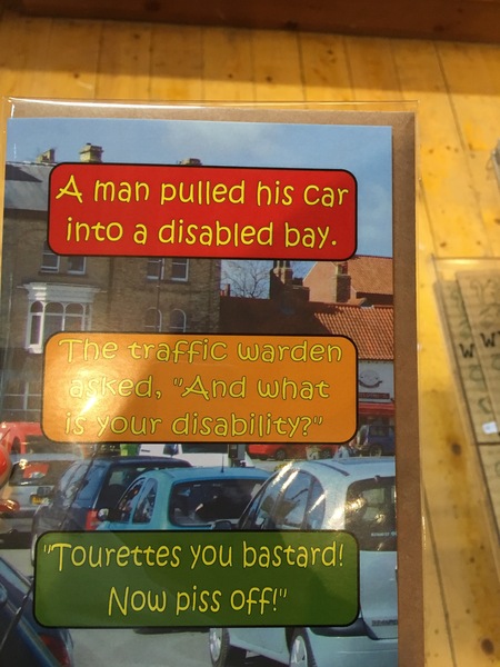 To wonder if I'm having a sense of humour <potentially offensive to those with a disability>