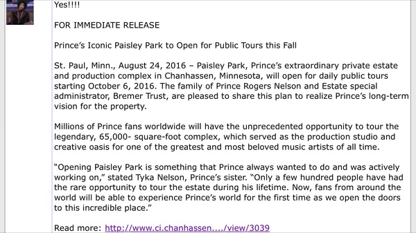 The Beautiful Ones, still sharing the love for Prince.