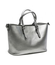 Silver leather tote