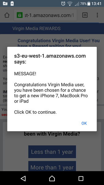 Odd pop up and redirection