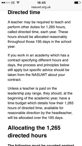 To think that my teaching timetable might be against legal number of hours?