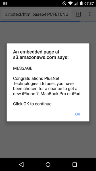 Odd pop up and redirection