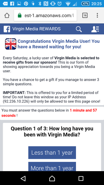 Odd pop up and redirection