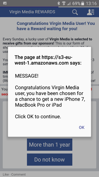 Odd pop up and redirection