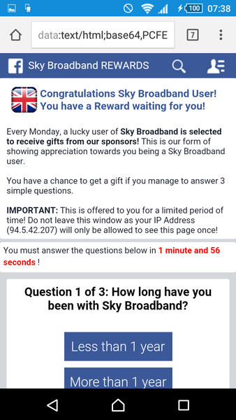 Odd pop up and redirection