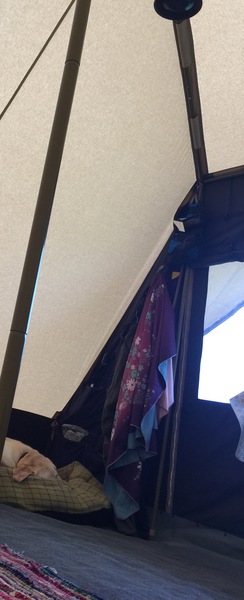 Hanging things up in a tent