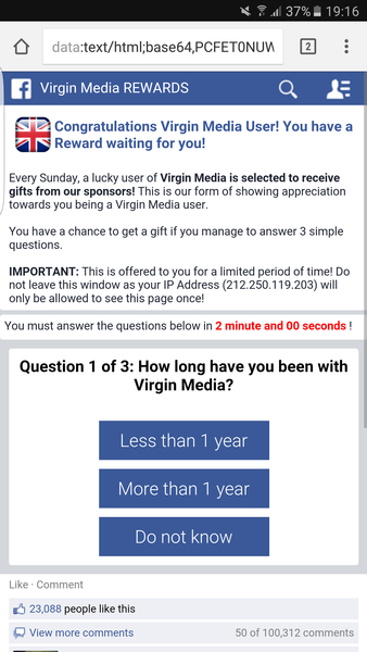 Odd pop up and redirection