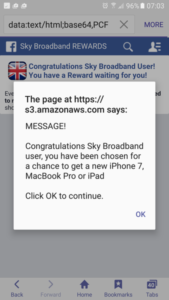 Odd pop up and redirection