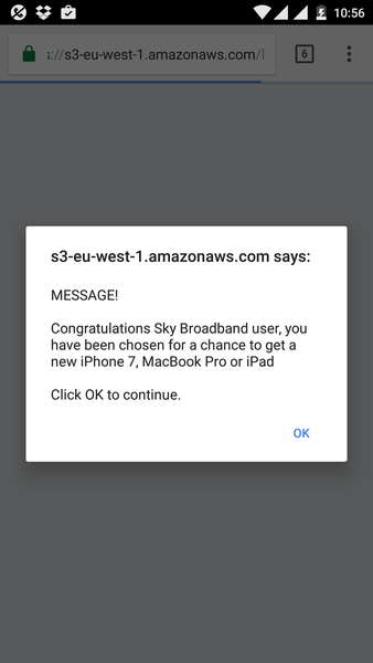 Odd pop up and redirection