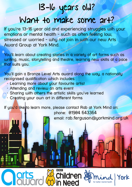 Arts project for 13-16 year olds struggling with mental health