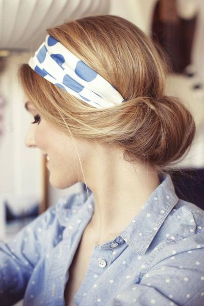 Does anyone wear the scarfs round their head with hair up style??