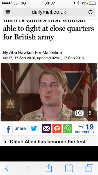 First woman to fight on the frontline