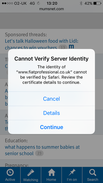 Pop up advert warning
