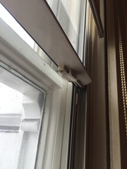 Need some help with a scratch in floor and weird bay window double glazing