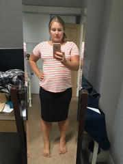 Casual styling a black tube skirt