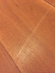 Need some help with a scratch in floor and weird bay window double glazing