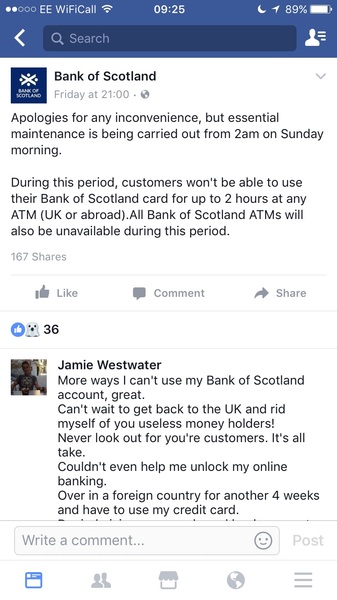 To think more notice for online banking maintenance should be given?