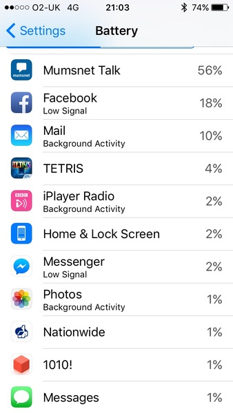 Updated app on iOS battery usage