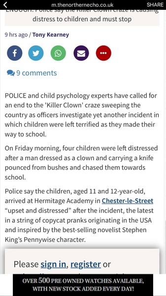 Clowns - to wish the media would stop reporting them