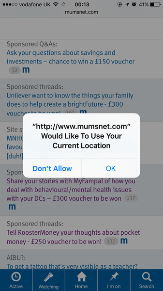 Pop up asking for location ....