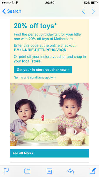 ELC voucher codes? birthday code someone won't use?!