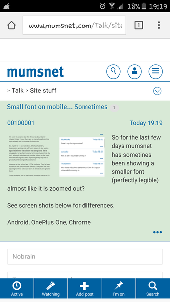 Small font on mobile... Sometimes