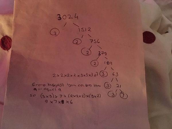 Maths homework showing working out