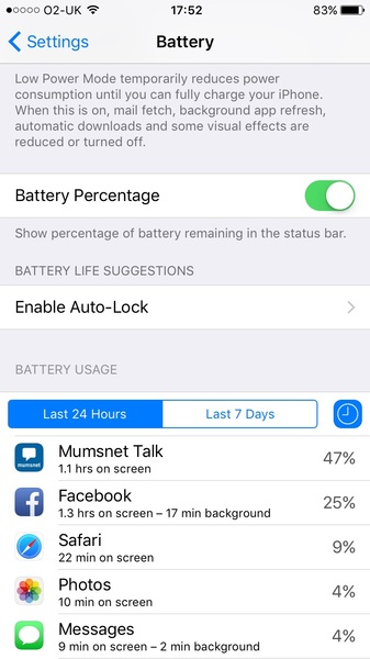 Updated app on iOS battery usage
